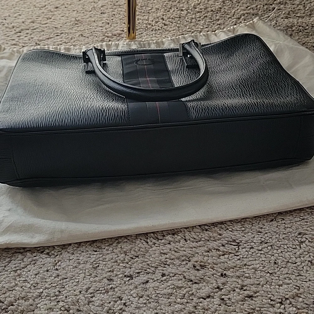 Salvatore Ferragamo Black Leather Laptop Bag